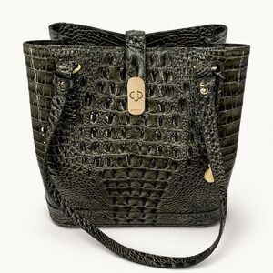 Brahmin $345 Fiora Hunter Melbourne Leather Shoulder Bag Bucket Purse Exotic